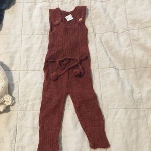 Alpaca knit baby romper